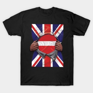 Latvia Flag Great Britain Flag Ripped - Gift for Latvian From Latvia T-Shirt